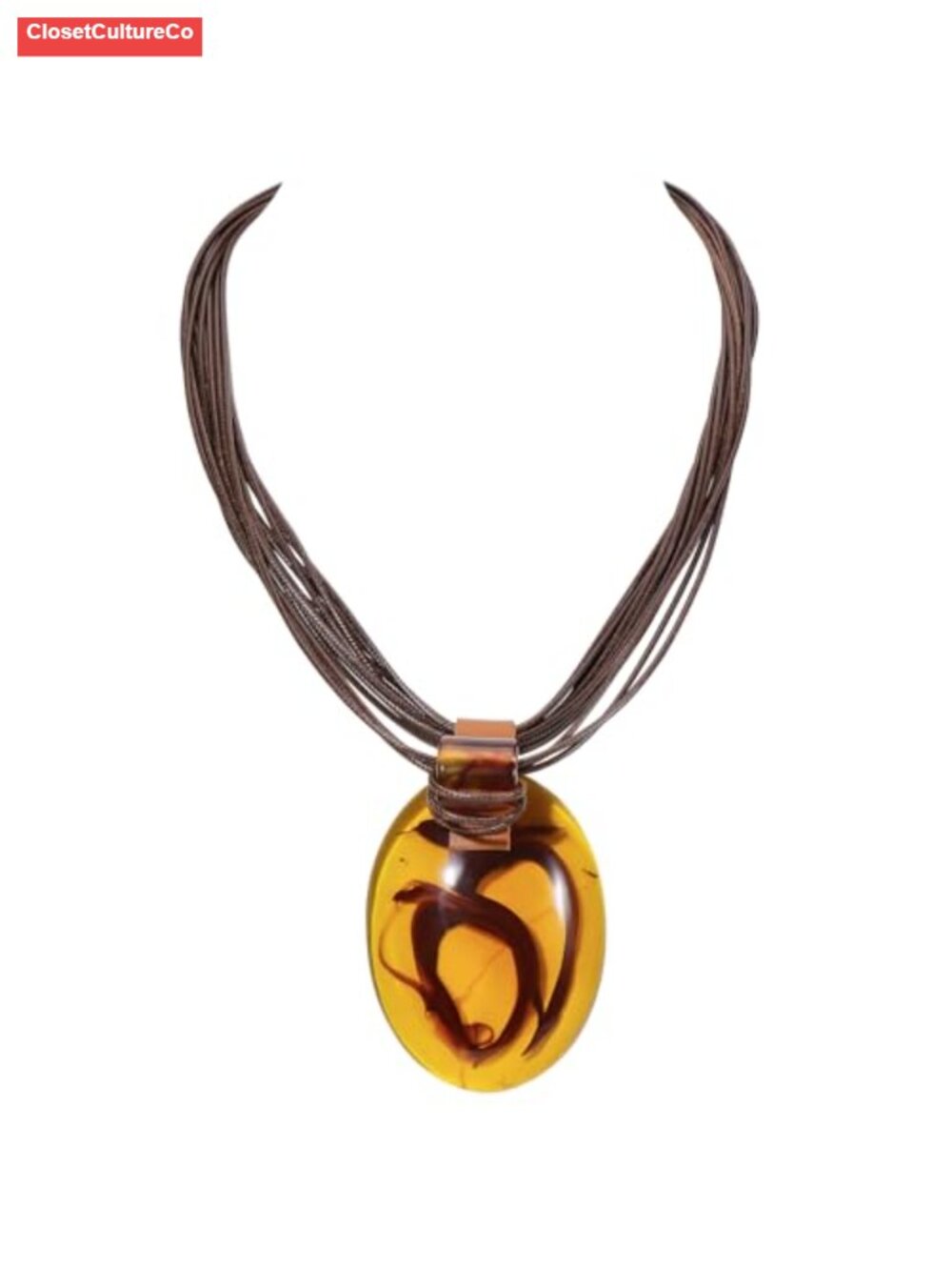 Chunky Multi Strand Statement Teardrop Pendant Necklace Resin 20in Adjustable